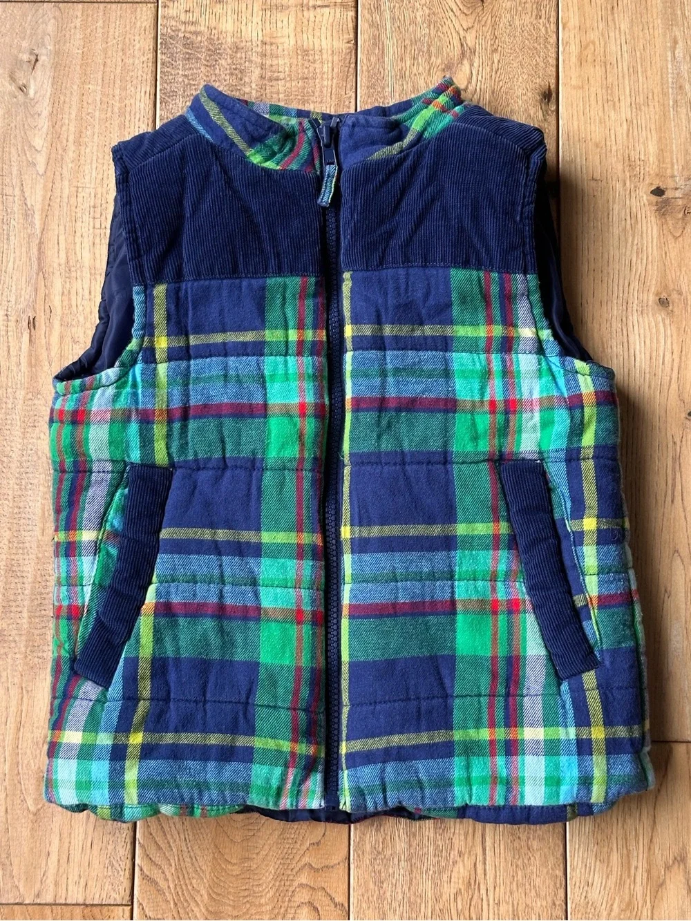 J. Khaki Plaid Puffer Vest size 6
